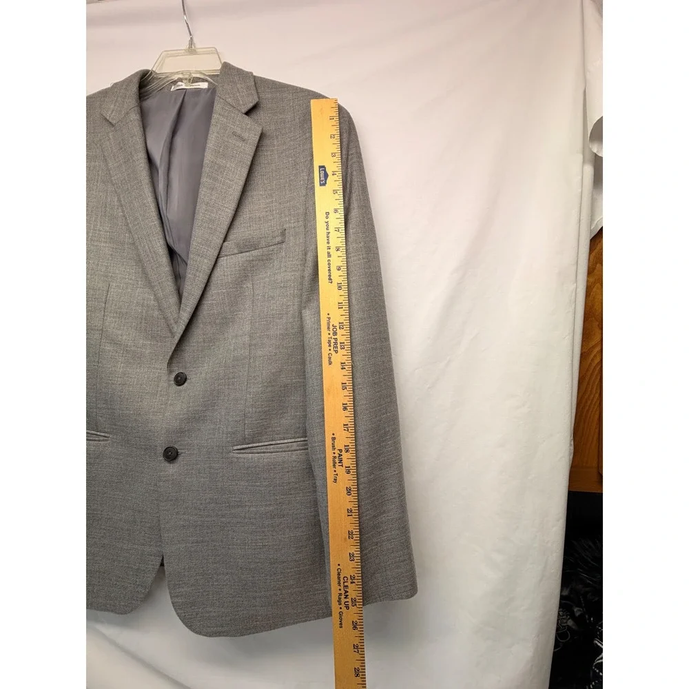Van Heusen Flex Slim Fit Blazer Mens 44R Gray Textured Two Button Suit Jacket